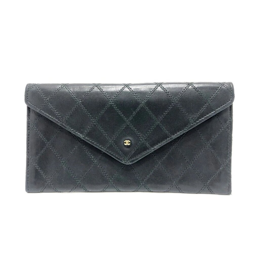 CHANEL Matelasse Wallet Long Wallet Accessories Flap Long Wallet Lambskin Black